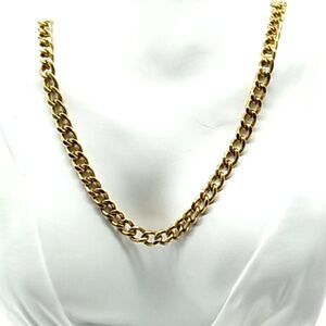 St. STEB Miami Cuban Link Gold Plated Chain Necklace 23" Signed Fold-over Clasp